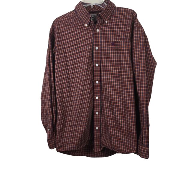 Cinch Mens Button Down Rust Plaid Cowboy Core Rodeo Western Long Sleeve Shirt M - Picture 1 of 12